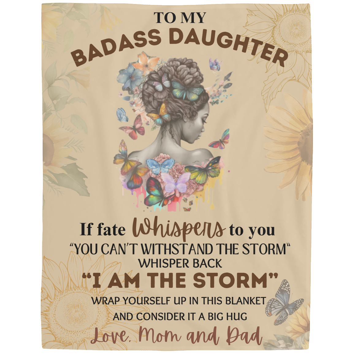 To My Badass Daughter Blanket | Throw Blanket from Mom and Dad